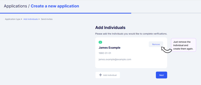 New app - remove individual